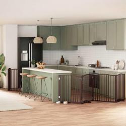 Barrière pour chien porte pliable 8 panneaux bois de peuplier