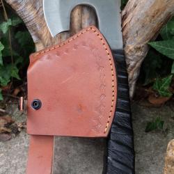 HACHE De Ronin Tactical Survival Rescue Extraction Evasion Lame Acier Inox Manche Tressé Etui Cuir