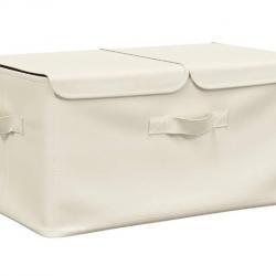 Boite de rangement pliante tissu creme 50x30x25 cm pratique et gain de place