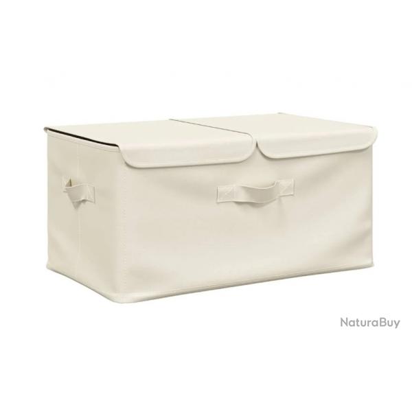 Boite de rangement pliante tissu creme 50x30x25 cm pratique et gain de place