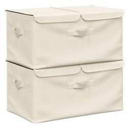 Boite de rangement pliante tissu creme 50x30x25 cm pratique et gain de place 2 pcs