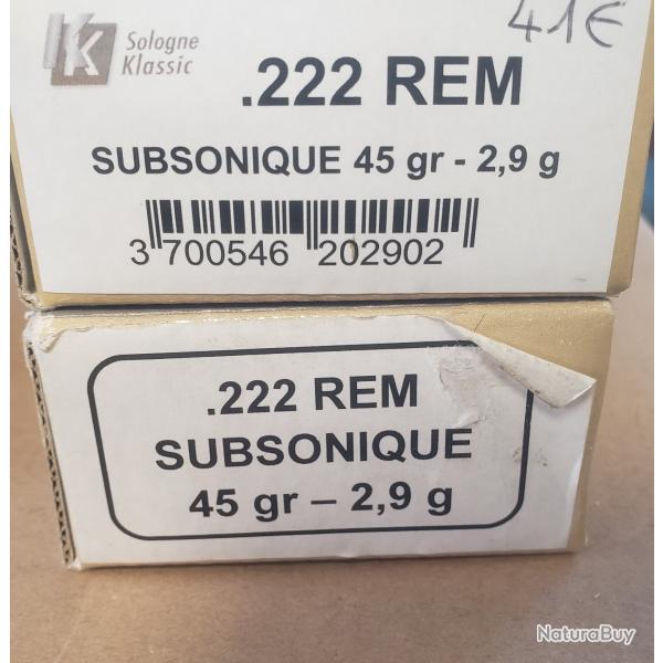 Balles 222 REM SUBSONIQUE