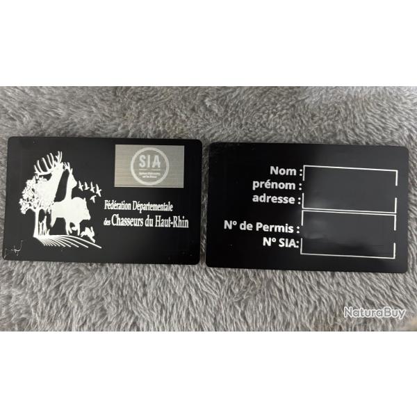 Carte SIA chasseur ou tir sportif en aluminium personnalisation au choix BUYSMART