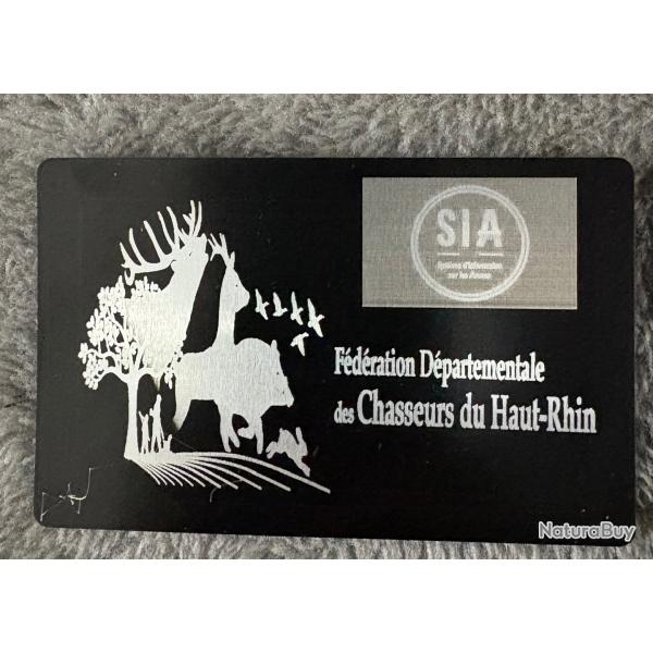 Carte SIA chasseur ou tir sportif en aluminium personnalisation au choix fdration des chasseurs