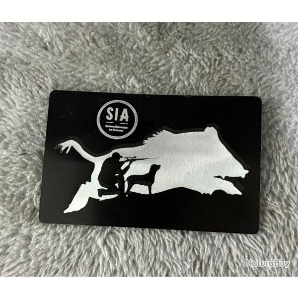 Carte SIA chasseur ou tir sportif en aluminium personnalisation au choix dispo en carte or et noir