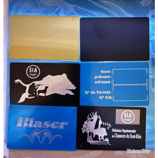 Carte SIA chasseur ou tir sportif en aluminium personnalisation au choix BUYSMART carte OR ou Noir