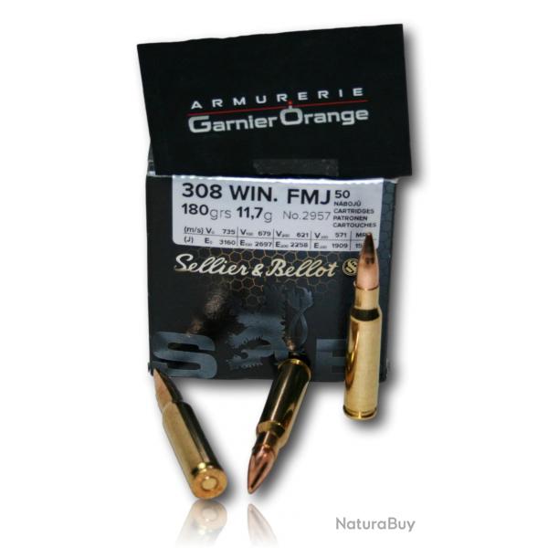 308 WIN SELLIER & BELLOT FMJ 180GR BTE 50