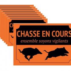 Lot de 10 Panneaux de signalisation Chasse en Cours orange XTREM WILDBOAR