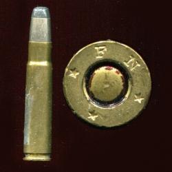 .35 Remington - fabrication FN Bruxelles - balle nickel pointe plomb plate - marquage : FN * * *