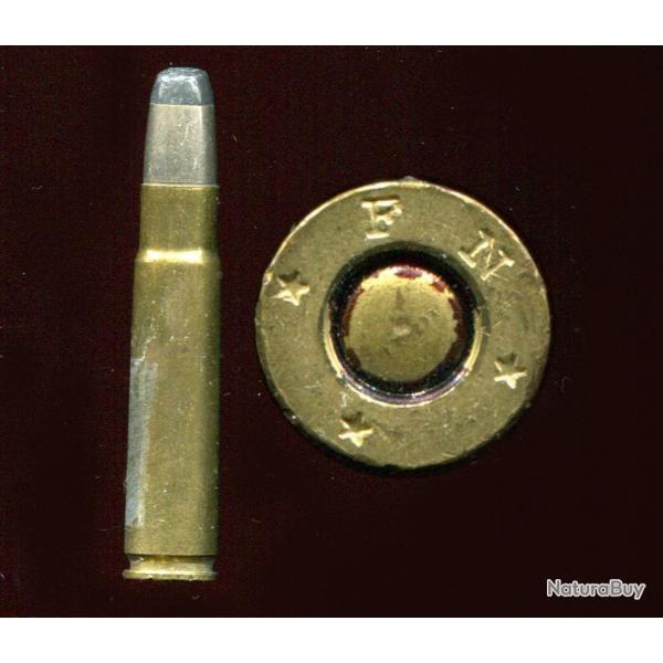 .35 Remington - fabrication FN Bruxelles - balle nickel pointe plomb plate - marquage : FN * * *