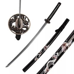 KATANA DECO LAME ACIER MOTIF DRAGON NOIR
