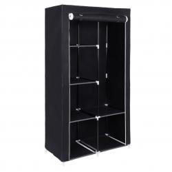 Armoire de rangement penderie dressing 170 x 88 x 45 cm en tissu non-tissé porte-manteau noir 12_00