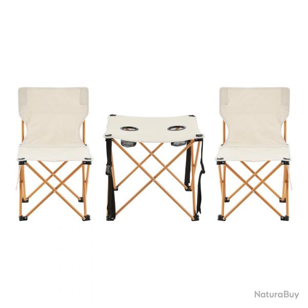 Set de table et 2 chaises de camping pliantes beige 03_0010689
