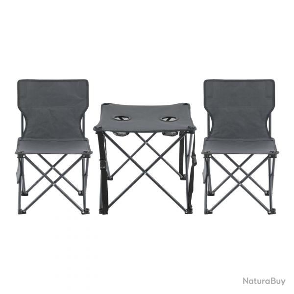 Set de table et 2 chaises de camping pliantes gris 03_0010690