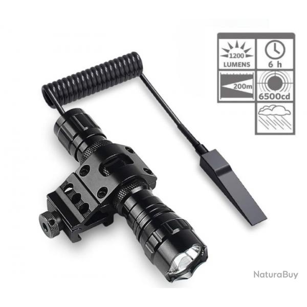 Lampe tactique étanche avec dragonne à interrupteur et pile rechargeable - Livraison rapide