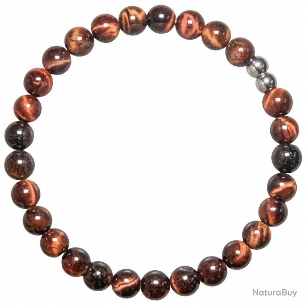 Bracelet en oeil de boeuf ou taureau - Perles rondes 6 mm