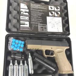 Pack Malette Pistolet de défense GS50 16 joules NOIR TAN+ 2 Chargeurs - Gunsmith