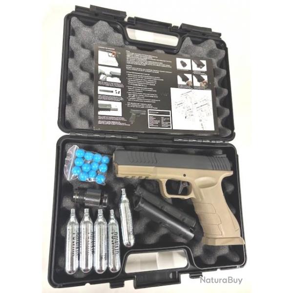 Pack Malette Pistolet de dfense GS50 16 joules NOIR TAN+ 2 Chargeurs - Gunsmith