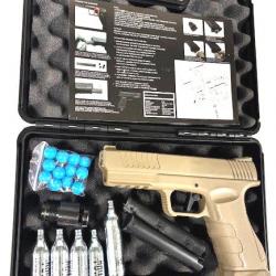 Pack Malette Pistolet de défense GS50 16 joules TAN+ 2 Chargeurs - Gunsmith