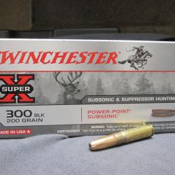 20 cartouches Power Point Subsonic 200 gn en 300 BlackOut Winchester