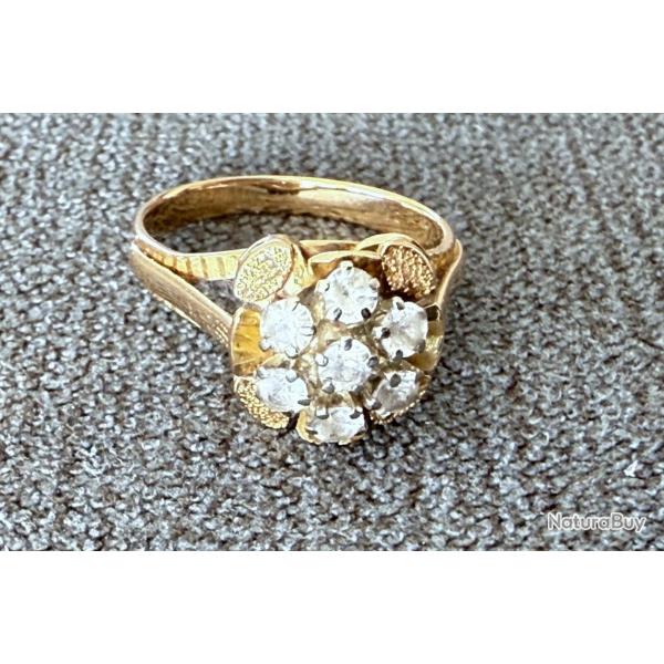 Bague en or massif 18 carats - marguerite - taille 48
