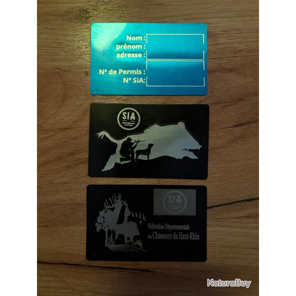 Carte SIA personnalise - Chasseur / Tireur / Chasseresse / Ball-Trap personnalis Au choix AA