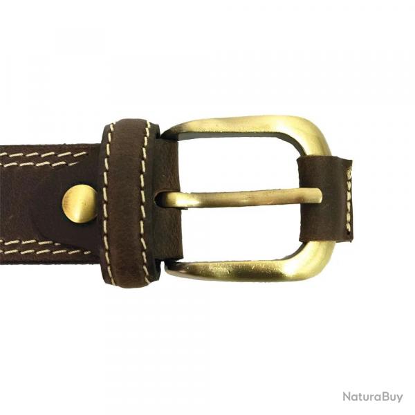Ceinturon cuir marron avec surpiqres 120 cm