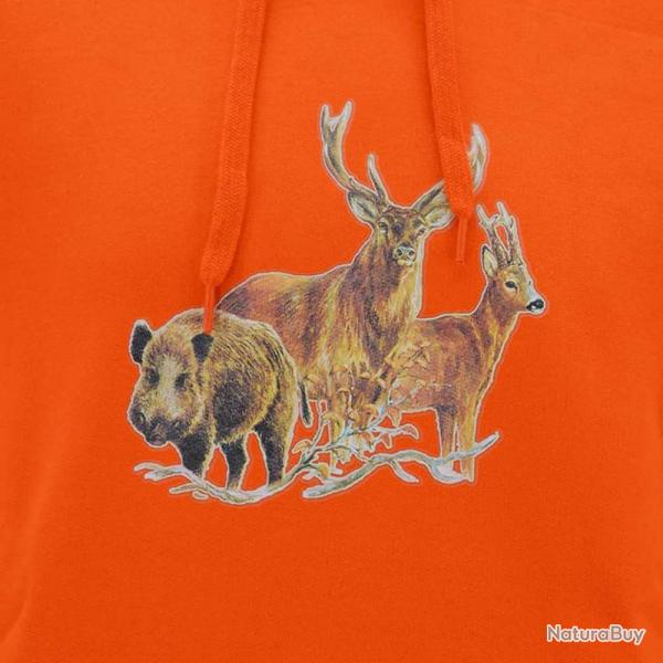 Sweat  capuche orange grands animaux Bartavel M