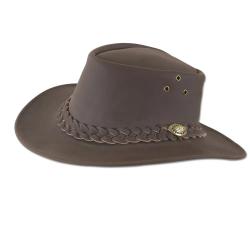 Chapeau chasse souple imperméable cuir velour marron 57 à 60 60