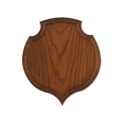 Ecusson chasse trophée Coeur chêne foncé ciré tailles multiples 22 x 20