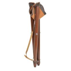 Siège battue en frêne teinté en croûte de cuir de buffle pliable H 65cm