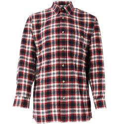 Chemise droite longue à carreaux bordeaux coton S à 4XL 4XL