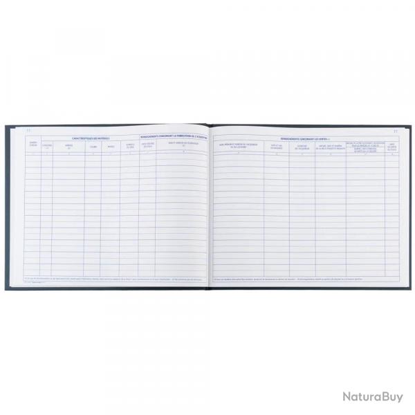 Registre des armes toile bleue 104 pages 32x25 cm