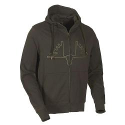 Sweat capuche Ultra full zip coton sérigraphié vert kaki S à 2XL L