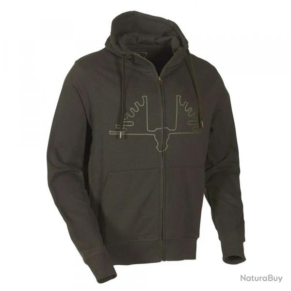Sweat capuche Ultra full zip coton sérigraphié vert kaki S à 2XL L