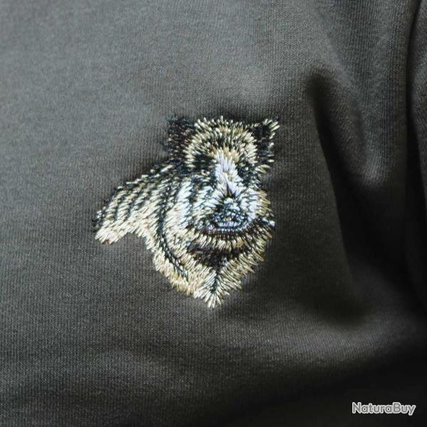 Sweat brodé sanglier vert M