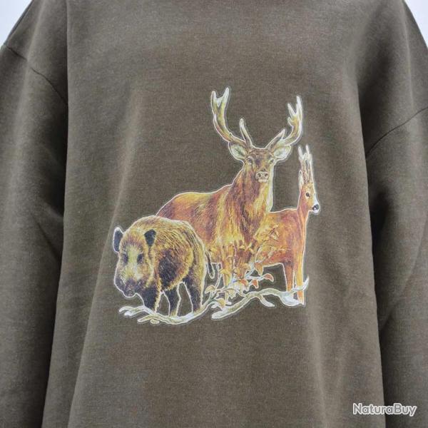 Sweat enfant grands animaux coton polyester kaki 6 à 14 ans 8
