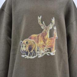 Sweat enfant grands animaux coton polyester kaki 6 à 14 ans 14 ans