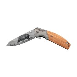 Couteau de chasse pliant lame acier inox 8cm manche bois