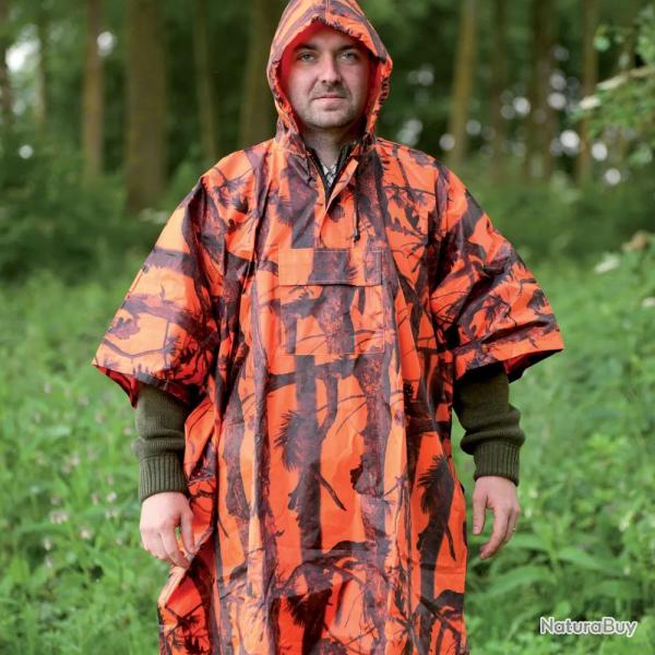 Poncho imperméable polyester enduit 3 couleurs taille unique Kaki