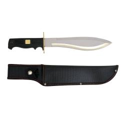 Machette lame acier inox 25 cm ép 4mm manche PVC noir + Fourreau