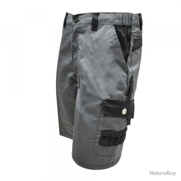 Bermuda de travail 4 poches polyester coton gris noir 38  52 46