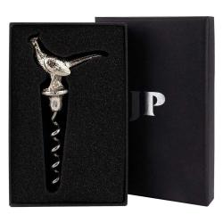 Tire-bouchon faisan en métal argenté 11cm 100g