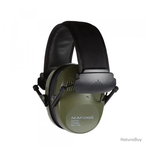 Casque attnuation anti bruit 2 micros son stro avec cable jack kaki