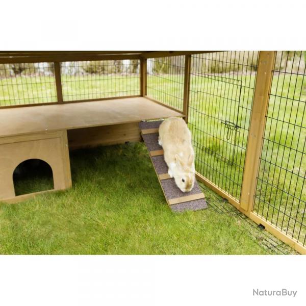 Parc extérieur en pin pour petits animaux avec abri
