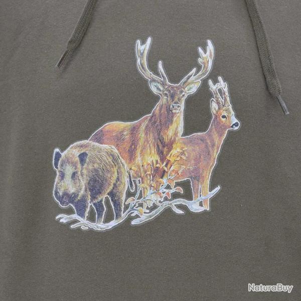 Sweat à capuche kaki grands animaux Bartavel® XL