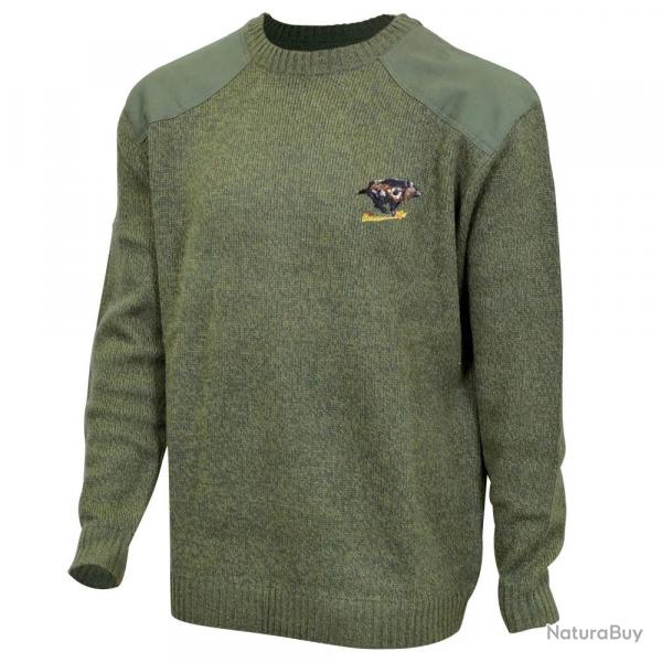 Pull col rond broderie Sanglier S