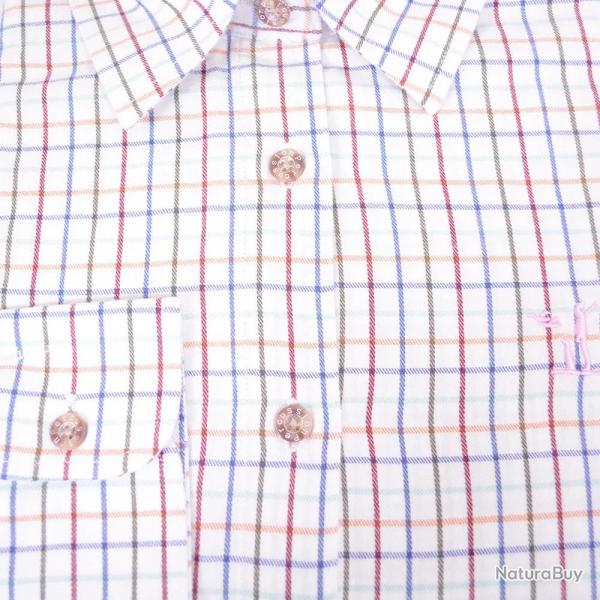 Chemise femme élégante carreaux coton ocre XS à 2XL