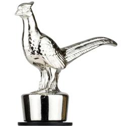 Bouchon de bouteille de vin faisan métal zinc argenté noir 10cm