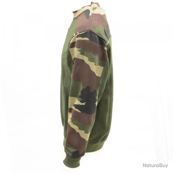 Sweat col rond kaki + empicements camo CE TS  3XL XL
